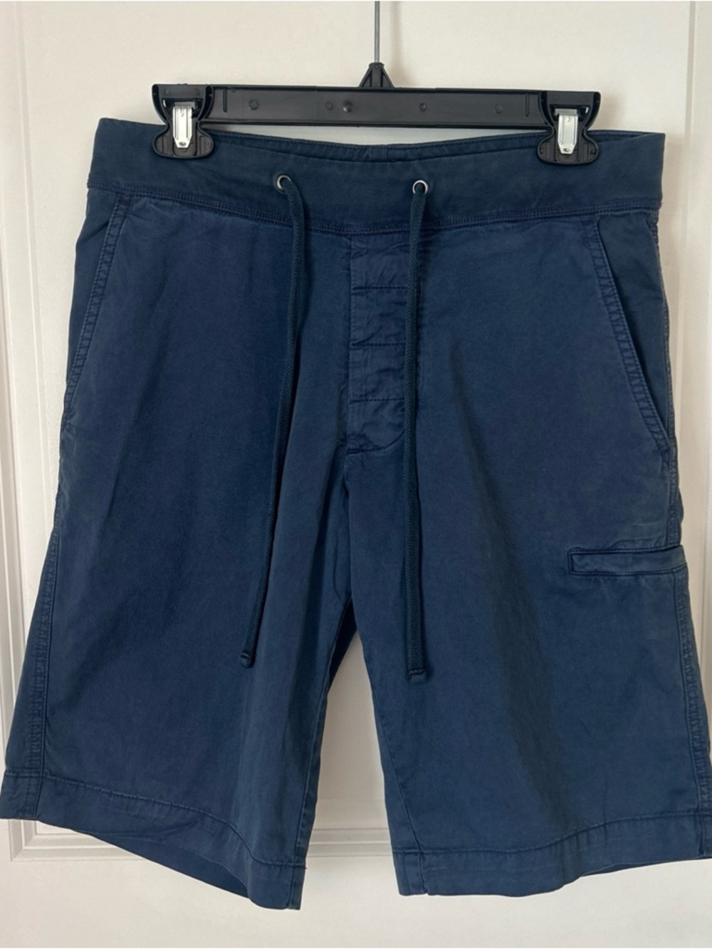 JAMES PERSE Men's Vintage Washed Blue Relaxed-Fit Drawstring Cargo Shorts Sz 0